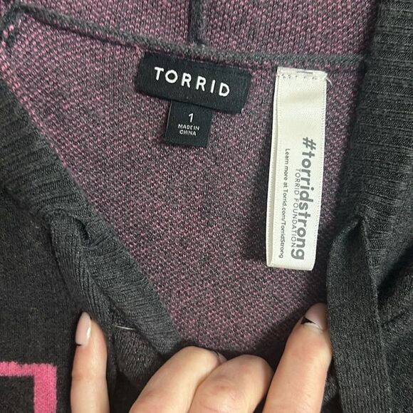 TORRID Breast Cancer Awareness Raglan‎ Hoodie Sweater Size 1 - Picture 6 of 8
